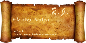 Ráday Janina névjegykártya